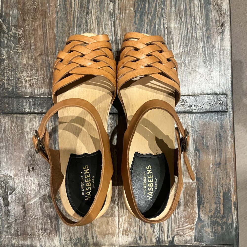 Swedish Hasbeens Sandals STYLE BRAIDED SKY HIGH, Color, Nature, Size 38